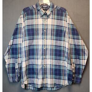 Ralph‎ Lauren Mens XXL 2X Button-up Long Sleeve Shirt Cotton Plaid Lightweight